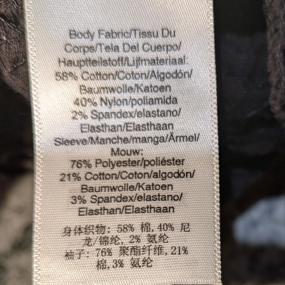 DKNY NWT Black Textured Stretchy Top With Leopard Print Sleeves Size L - Picture 8 of 8